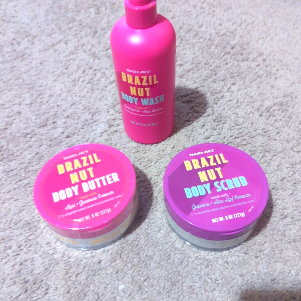 Trader Joe's, Brazil nut body butter, body scrub and body wash new trader Joe's